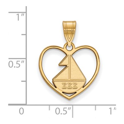 Sigma Sigma Sigma Gold-Plated Sterling Silver Heart Pendant – view 2