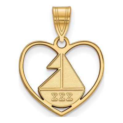 Sigma Sigma Sigma Gold-Plated Sterling Silver Heart Pendant