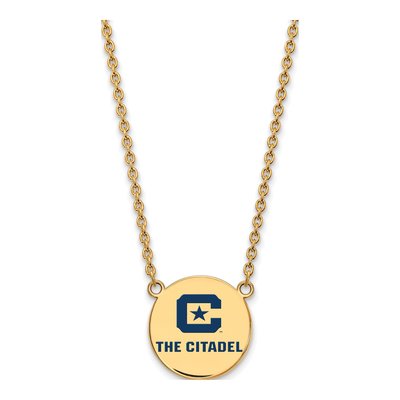 The Citadel Gold-Plated Sterling Silver Large Enamel Pendant Necklace – view 2