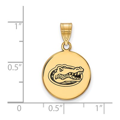 University of Florida Gold-Plated Sterling Silver Medium Gator Enamel Disc Pendant – view 2
