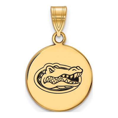 University of Florida Gold-Plated Sterling Silver Medium Gator Enamel Disc Pendant