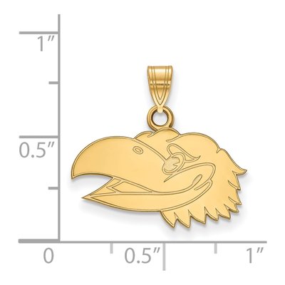 University of Kansas Gold-Plated Sterling Silver Jayhawk Small Pendant – view 2