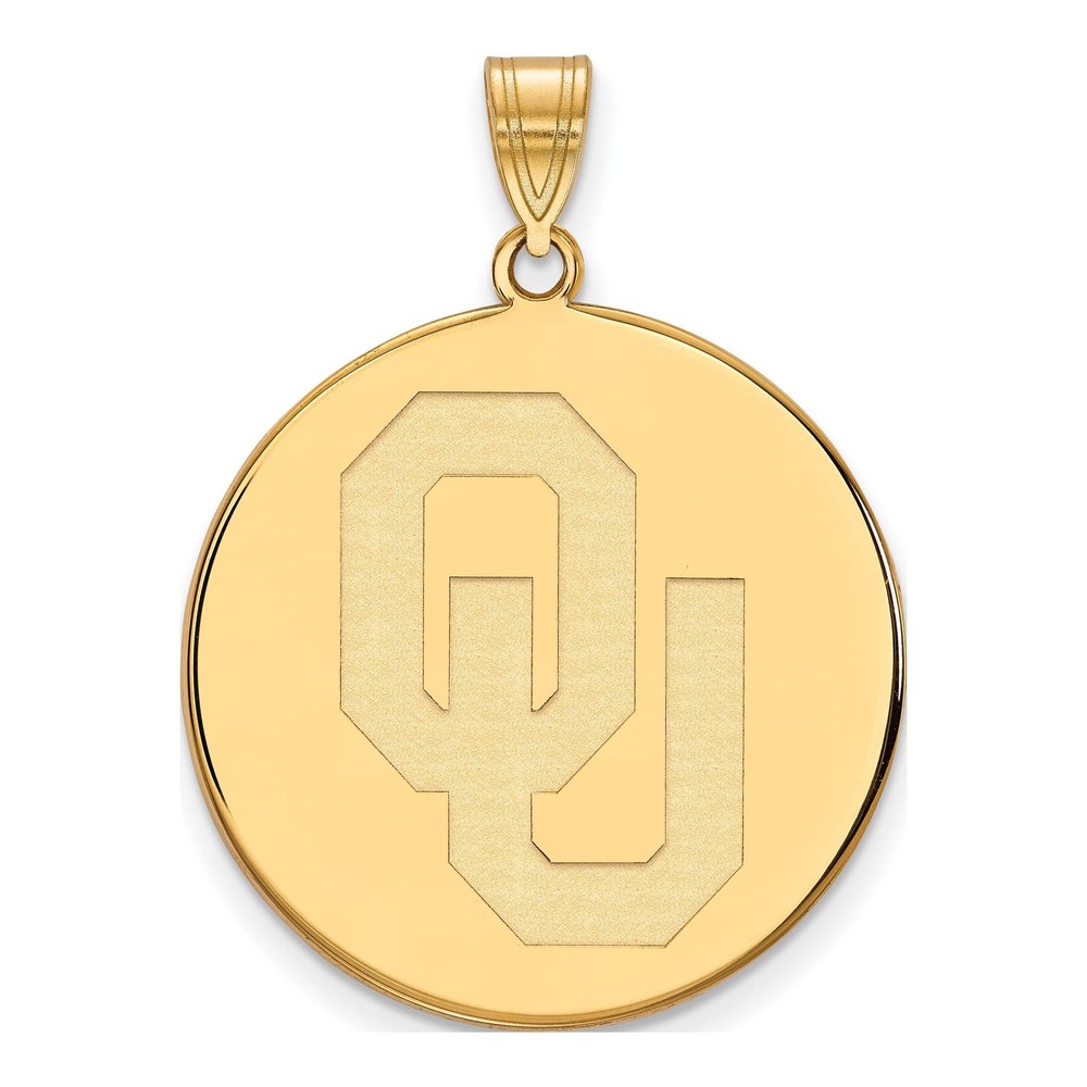 Sterling Silver Gold-Plated Logoart University Of Oklahoma O-U Extra Large Disc Pendant