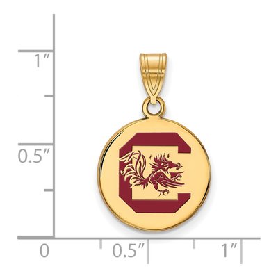 University of South Carolina Gold-Plated Sterling Silver Medium Enameled Disc Pendant – view 2