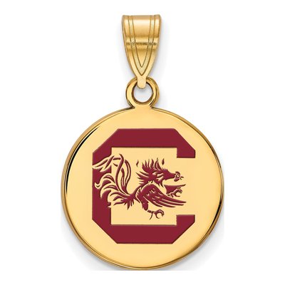 University of South Carolina Gold-Plated Sterling Silver Medium Enameled Disc Pendant