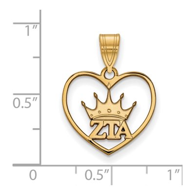Zeta Tau Alpha Gold-Plated Sterling Silver Medium Heart Pendant – view 2
