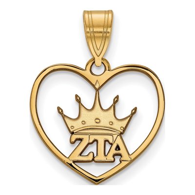 Zeta Tau Alpha Gold-Plated Sterling Silver Medium Heart Pendant