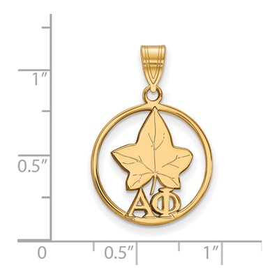 Alpha Phi Gold-Plated Sterling Silver Medium Sorority Circle Pendant – view 2