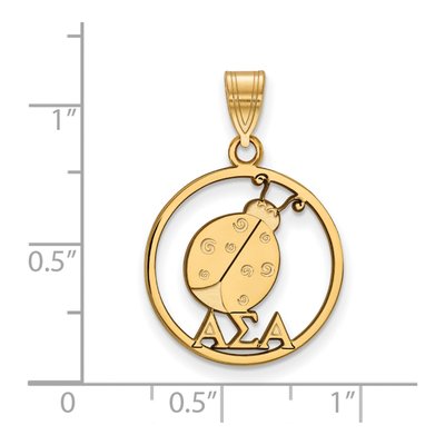 Alpha Sigma Alpha Gold-Plated Sterling Silver Medium Sorority Pendant – view 2
