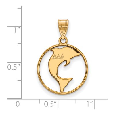 Delta Delta Delta Gold-Plated Sterling Silver Medium Tri Sorority Circle Pendant – view 2