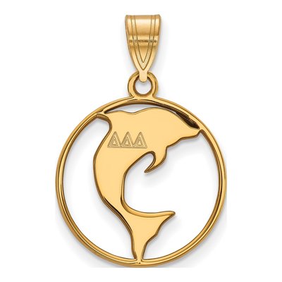 Delta Delta Delta Gold-Plated Sterling Silver Medium Tri Sorority Circle Pendant