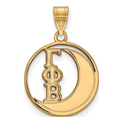 Gamma Phi Beta Gold-Plated Sterling Silver Medium Sorority Circle Pendant