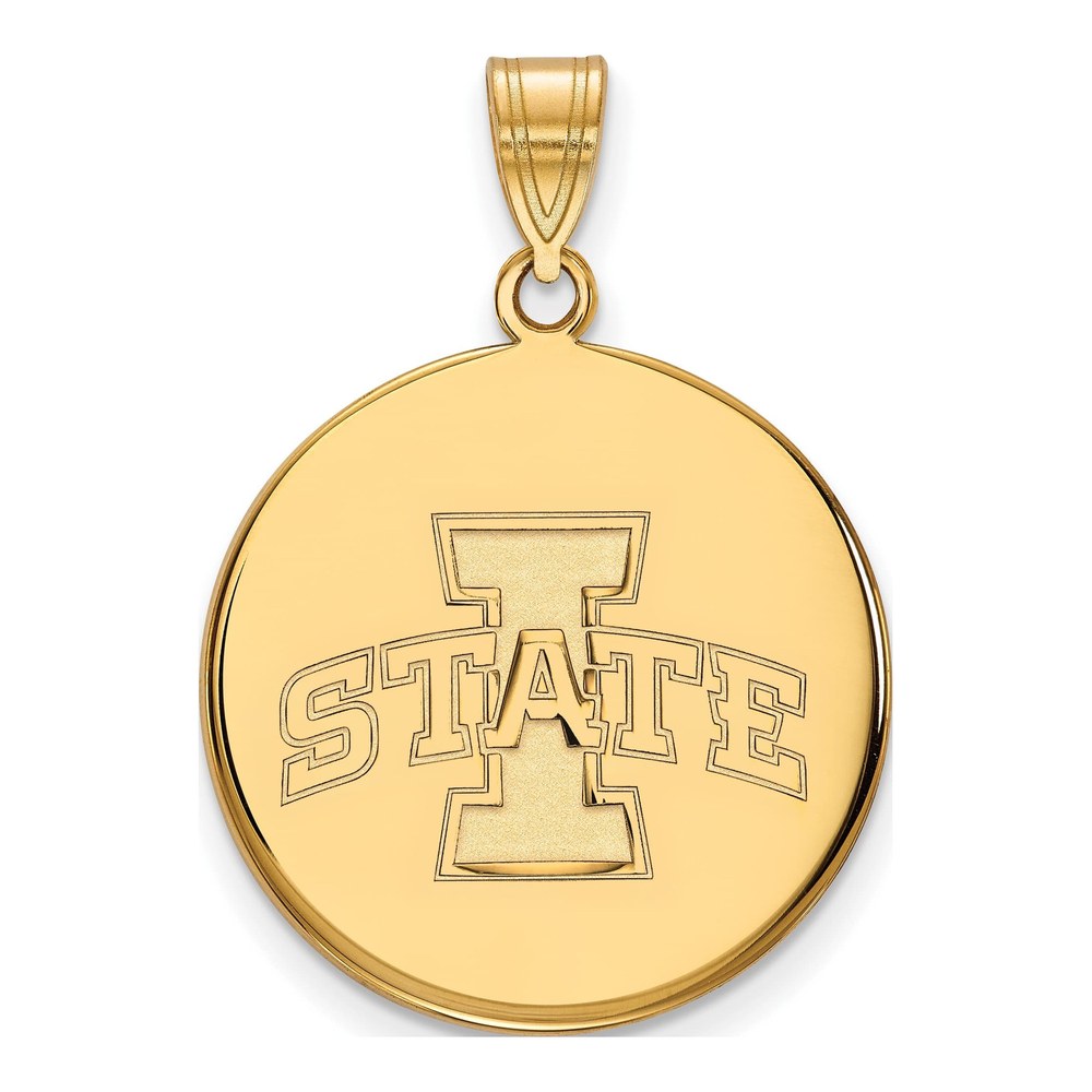 Sterling Silver Gold-Plated Logoart Iowa State University Large Disc Pendant