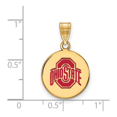 Ohio State University Gold-Plated Sterling Silver Medium Enameled Disc Pendant – view 2
