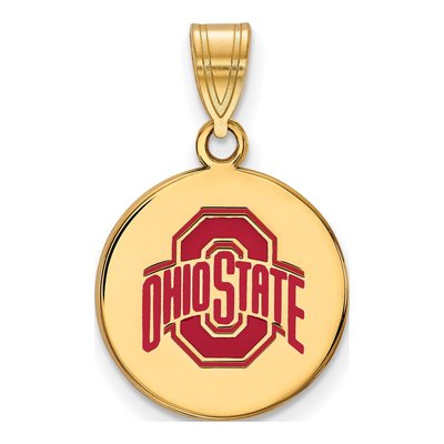Ohio State University Gold-Plated Sterling Silver Medium Enameled Disc Pendant