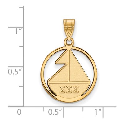 Sigma Sigma Sigma Gold-Plated Sterling Silver Medium Sorority Pendant – view 2
