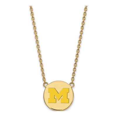 University of Michigan Gold-Plated Sterling Silver Large Enameled Disc Letter M Necklace