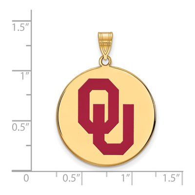University of Oklahoma Gold-Plated Sterling Silver Sooners Extra Large Enamel Disc Pendant – view 2