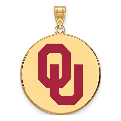 University of Oklahoma Gold-Plated Sterling Silver Sooners Extra Large Enamel Disc Pendant