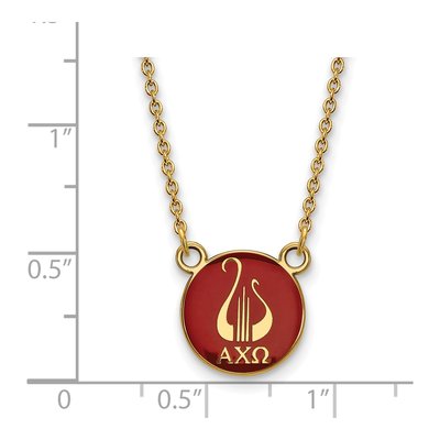 Alpha Chi Omega Gold-Plated Sterling Silver Sorority Symbol Small Color Enamel Necklace – view 2