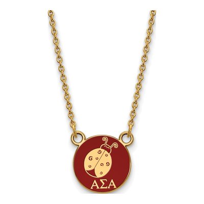 Alpha Sigma Alpha Gold-Plated Sterling Silver Sorority Symbol Small Color Enamel Necklace