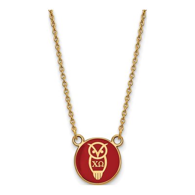 Chi Omega Gold-Plated Sterling Silver Sorority Symbol Small Color Enamel Necklace
