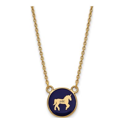 Delta Phi Epsilon Gold-Plated Sterling Silver Small Enamel Pendant Necklace