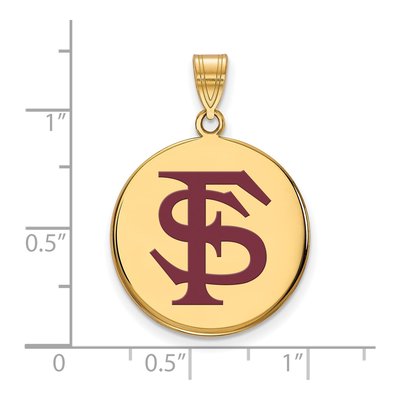 Florida State University Gold-Plated Sterling Silver Large Seminoles Enamel Disc Pendant – view 2
