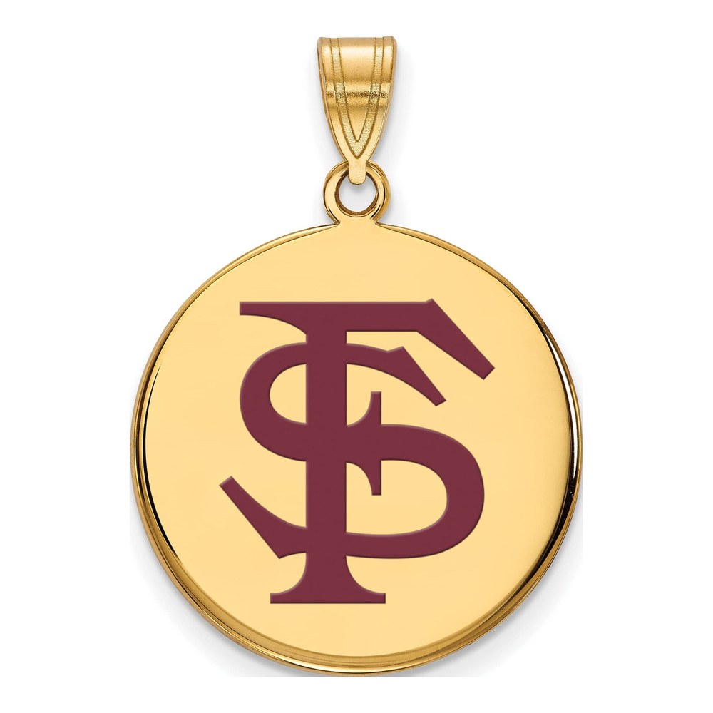 Florida State University Gold-Plated Sterling Silver Large Seminoles Enamel Disc Pendant