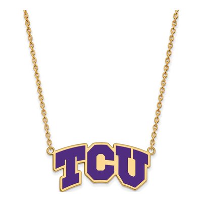 TCU Horned Frogs Enameled Pendant Necklace, 18 in