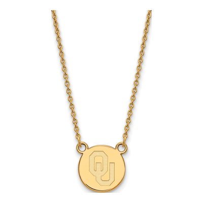 University of Oklahoma Gold-Plated Sterling Silver Small Sooners O-U Disc Necklace