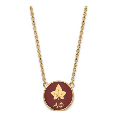 Alpha Phi Gold-Plated Sterling Silver Sorority Symbol Large Color Enamel Necklace