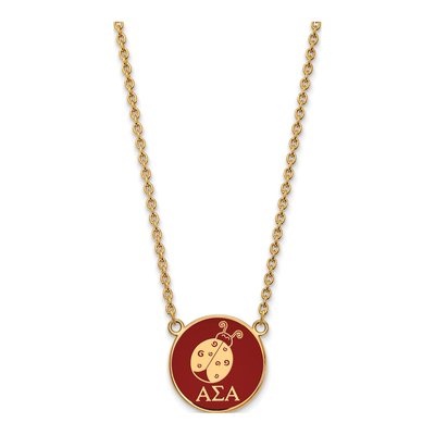 Alpha Sigma Alpha Gold-Plated Sterling Silver Large Sorority Pendant Necklace
