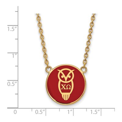 Chi Omega Gold-Plated Sterling Silver Large Enamel Pendant Necklace – view 2