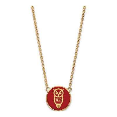 Chi Omega Gold-Plated Sterling Silver Large Enamel Pendant Necklace