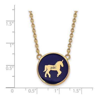 Delta Phi Epsilon Gold-Plated Sterling Silver Large Enamel Pendant Necklace – view 2