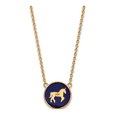 Delta Phi Epsilon Gold-Plated Sterling Silver Large Enamel Pendant Necklace