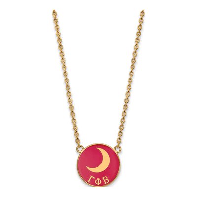 Gamma Phi Beta Gold-Plated Sterling Silver Sorority Symbol Large Color Enamel Necklace