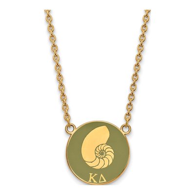 Kappa Delta Gold-Plated Sterling Silver Sorority Symbol Large Color Enamel Necklace