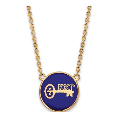 Kappa Kappa Gamma Gold-Plated Sterling Silver Large Enamel Pendant Necklace