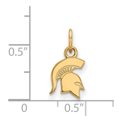 Michigan State University Gold-Plated Sterling Silver Extra Small Spartan Pendant – view 2