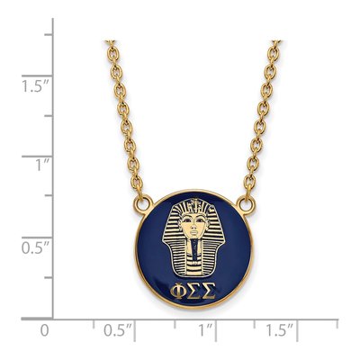 Phi Sigma Sigma Gold-Plated Sterling Silver Sorority Symbol Large Color Enamel Pendant – view 2