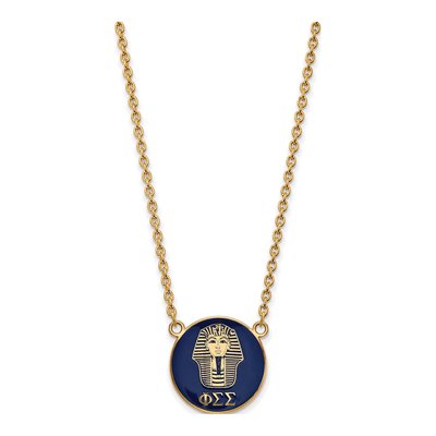 Phi Sigma Sigma Gold-Plated Sterling Silver Sorority Symbol Large Color Enamel Pendant