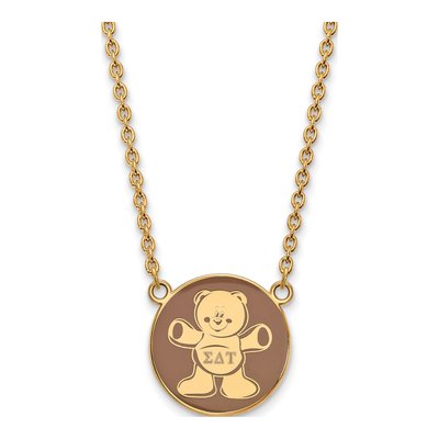 Sigma Delta Tau Gold-Plated Sterling Silver Large Sorority Pendant Necklace