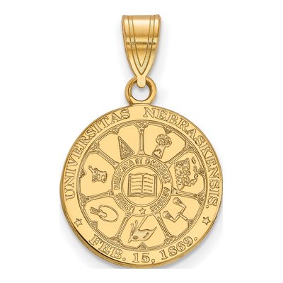 University of Nebraska Gold-Plated Sterling Silver Medium Crest Pendant