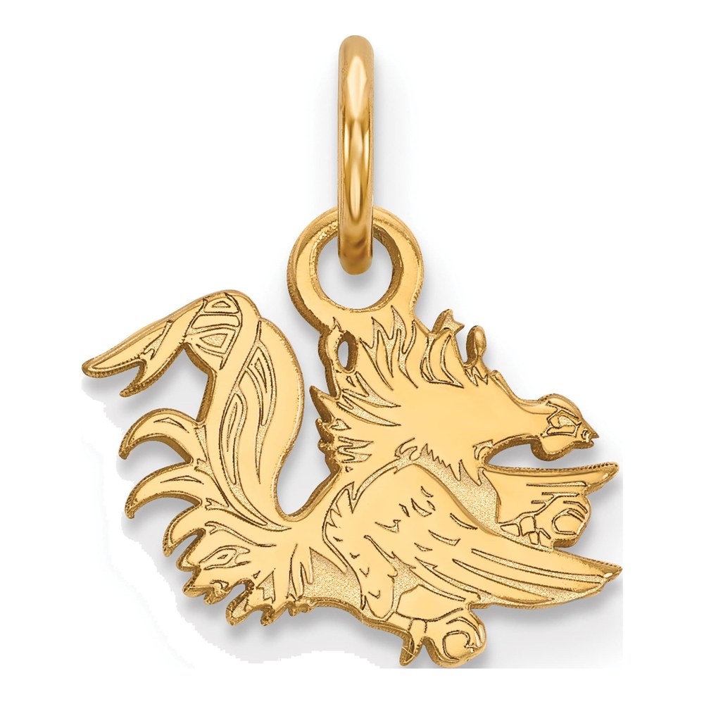 Sterling Silver Gold-Plated Logoart University Of South Carolina Gamecock Extra Small Pendant