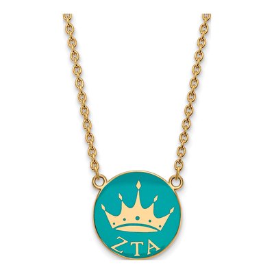 Zeta Tau Alpha Gold-Plated Sterling Silver Large Enamel Pendant Necklace