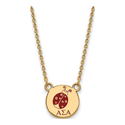 Alpha Sigma Alpha Gold-Plated Sterling Silver Small Sorority Enamel Necklace