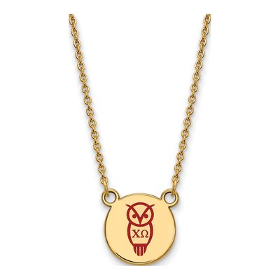 Chi Omega Gold-Plated Sterling Silver Sorority Symbol Small Color Enamel Necklace