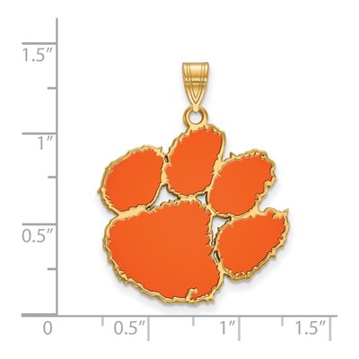 Clemson University Gold-Plated Sterling Silver Extra Large Tigers Paw Pendant – view 2